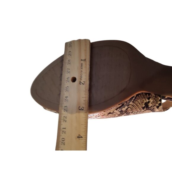 Kelly & Katie Open-Peep-Toe Brown Snakeskin Strappy 3.25" Heels 9.5M - Picture 7 of 8